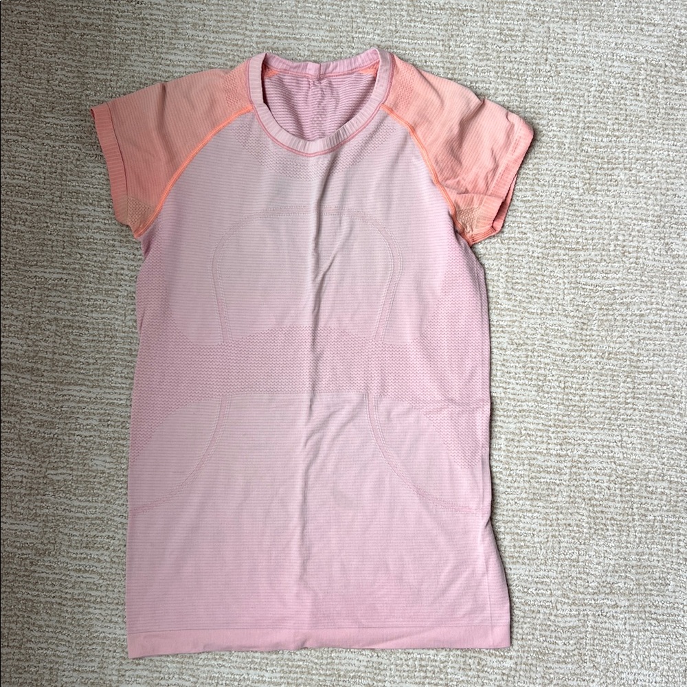 Lululemon Pink and Peach Short Sleeve Top